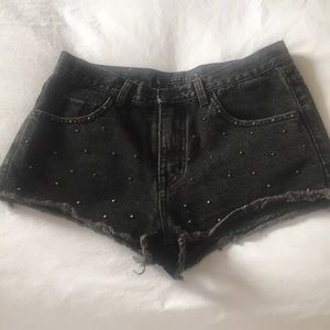 Black denim shorts with rivets!